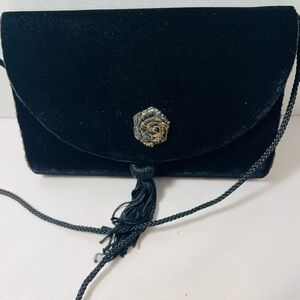 Vintage Amanda Smith small black velvet evening bag